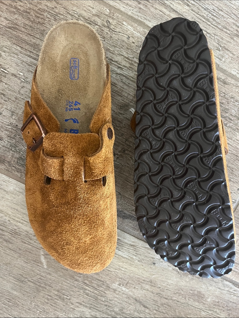 Birkenstock Suede Clogs in Cognac Brown 41 NWT - Picture 7 of 9